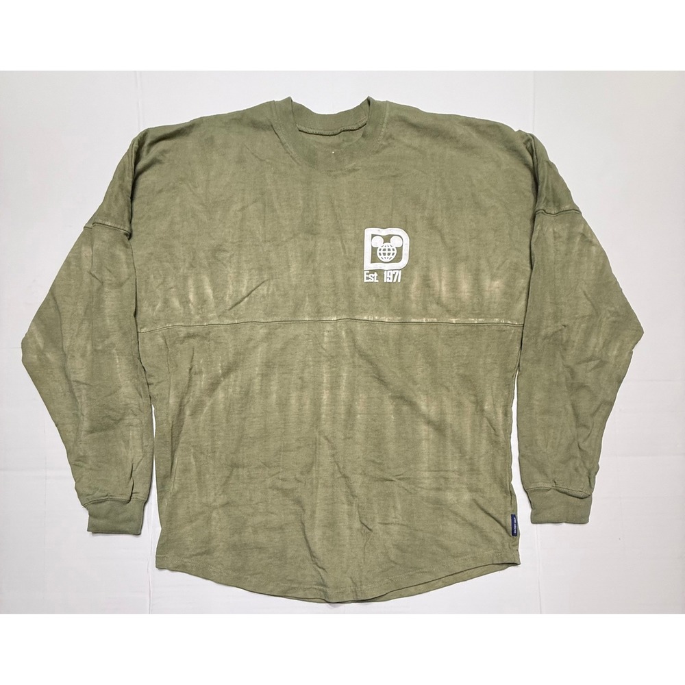 Walt Disney‎ World Spirit Jersey Olive Green Mineral Wash Long Sleeve Shirt S